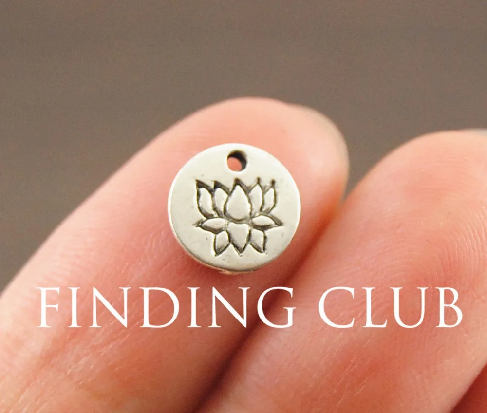 

50 pcs Antique Silver gold Lotus Flower Charm pendants DIY Jewelry Bracelet Necklace 8mm A1100