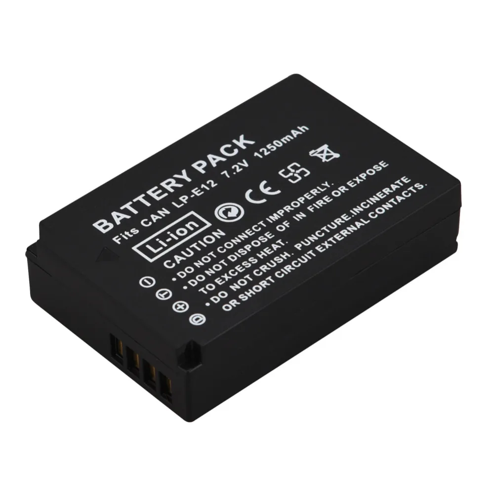 Для Canon Camera 1250mAh LP E12 LPE12 Li Ion Battery для 100D Kiss X7 Rebel SL1 EOS M10 DSLR Digital Pack|battery for canon|digital batteryeos