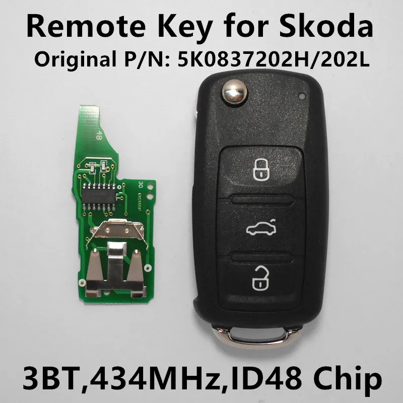 Prix pour À distance Clé 434 MHz avec ID48 Puce pour SKODA Citigo Roomster Octavia Rapide Superbe Yeti Fabia 3T0 837 202 H, 3T0 837 202 L Prix pour À distance Clé 434 MHz avec ID48 Puce pour SKODA Citigo Roomster Octavia Rapide Superbe Yeti Fabia 3T0 837 202 H, 3T0 837 202 L