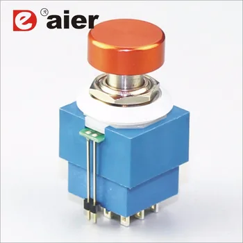 

10SET PBS-24-302-KN1 single-color LED and colorful aluminum cap 3PDT electric foot push button switch with small button