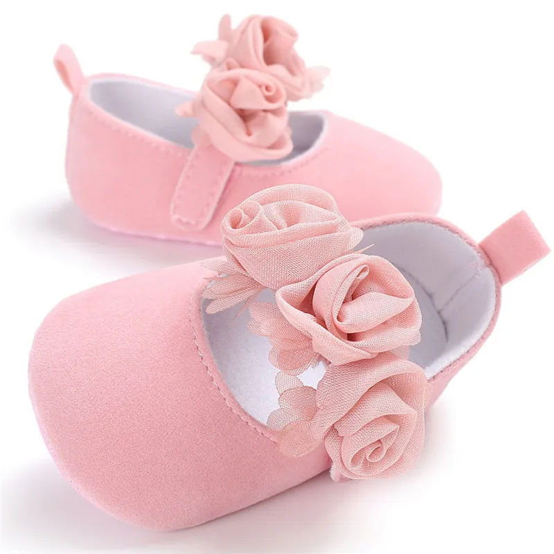 Милый ребенок, новорожденный, младенец, девочка, обувь для кроватки, мягкая подошва, тапочки для малышей, Детская Нескользящая Цветочная Лоскутная обувь для кроватки 0-18 месяцев - Цвет: Pink
