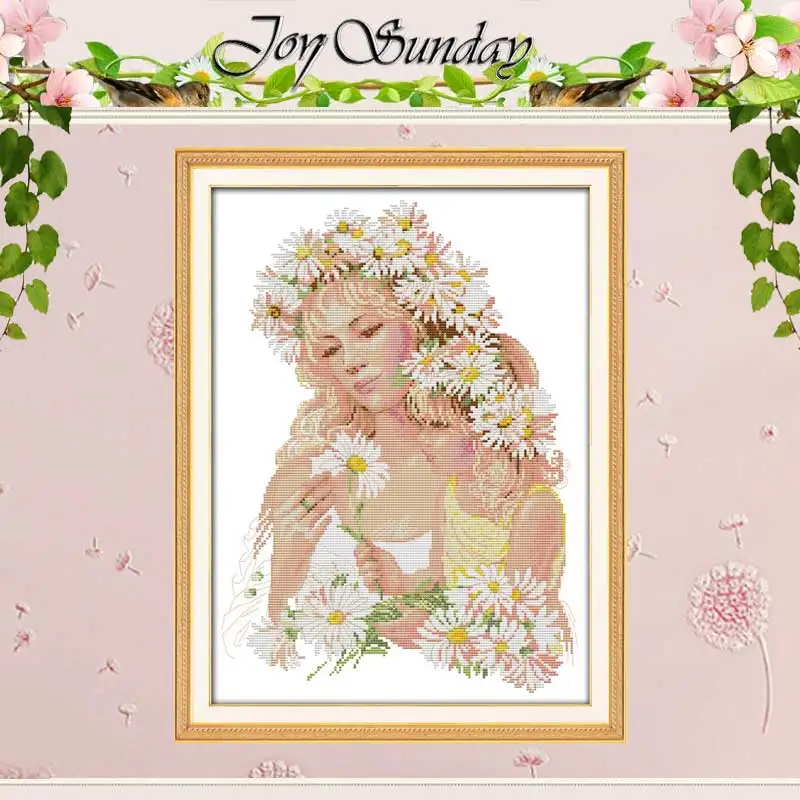

Mother and Daughter Counted Cross Stitch 11CT Printed 14CT DMC Cross Stitch Set DIY Cross-stitch Kits Embroidery Needlework