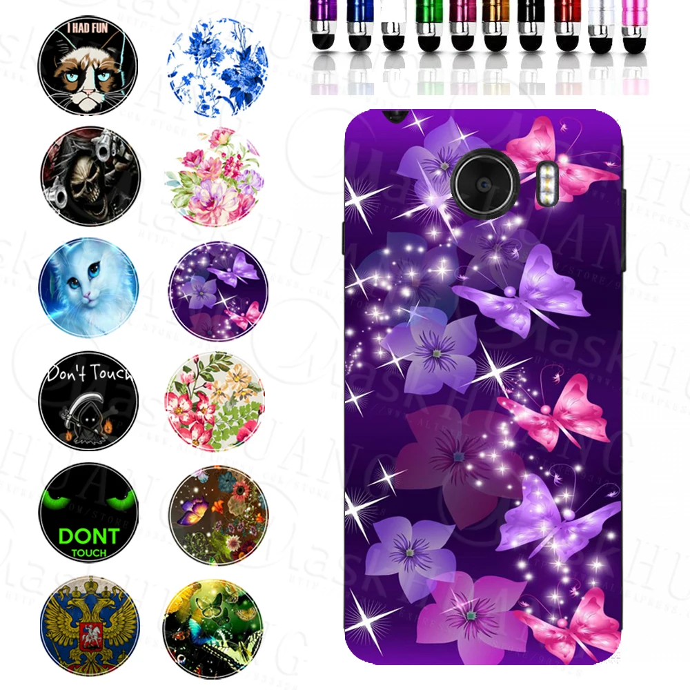 

Bright Purple Flower Butterfly Print Case for Prestigio Grace Z5 PSP5530DUO TPU Back Cover Bag Housing Shell