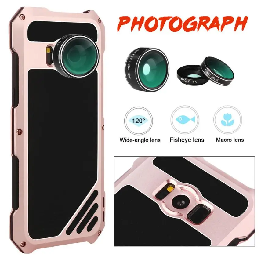 imágenes para 2017 Top venta Nueva prueba de Choques de Aluminio Flim Vidrio Trasero de Metal case para samsung s8 más 6.2 pulgadas 3 changeable lentes imágenes para 2017 Top venta Nueva prueba de Choques de Aluminio Flim Vidrio Trasero de Metal case para samsung s8 más 6.2 pulgadas 3 changeable lentes