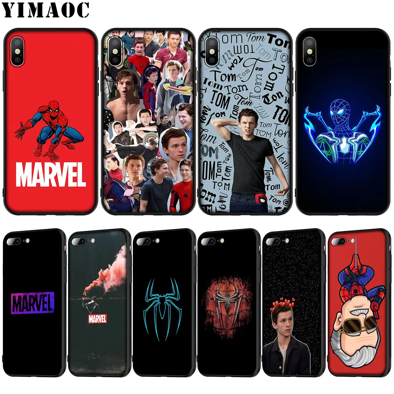 

YIMAOC Marvel Tom Holland SpiderMan Soft Silicone Phone Case for iPhone XR X XS Max X 6 6S 7 8 Plus 5 5S SE Black TPU Cover