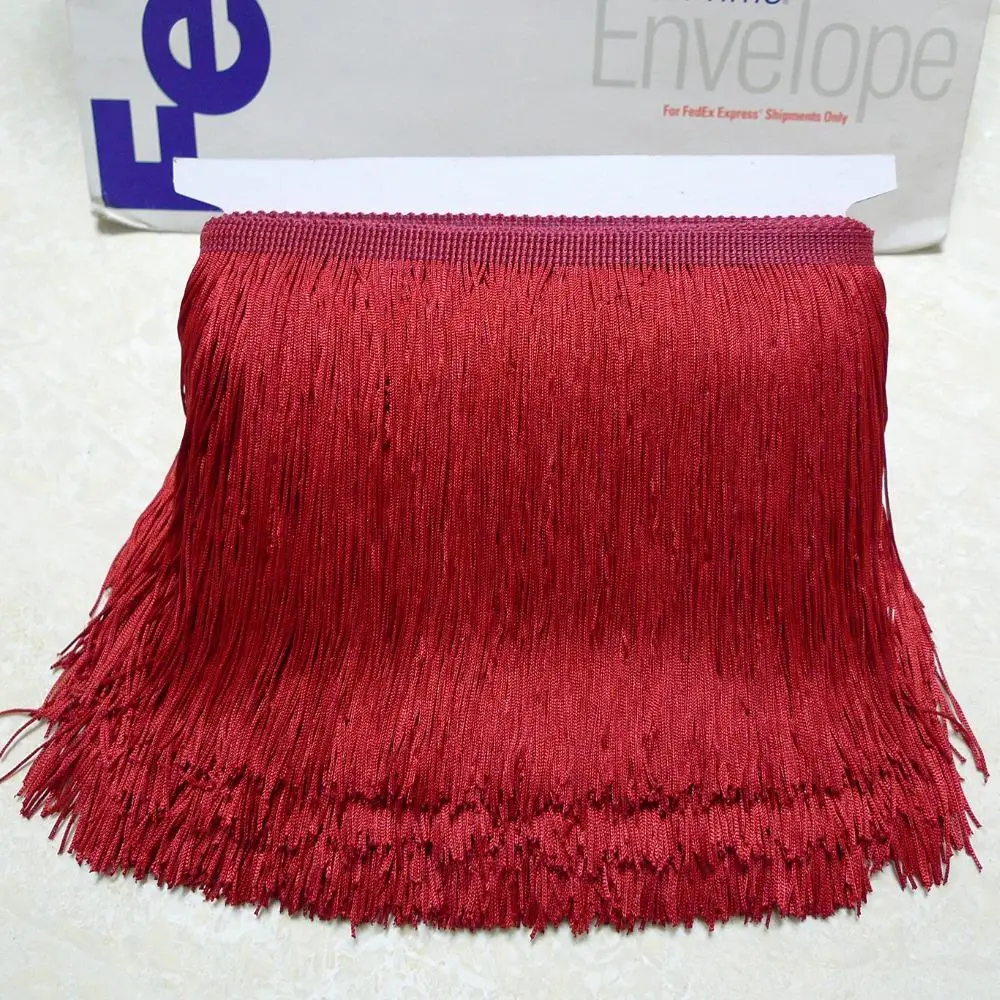 10 Meters 15cm 6&quot Long Burgundy Wine Red Color Latin Dress Tassel Fringe | Дом и сад