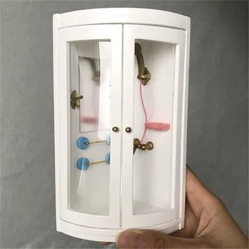

1:12 Dollhouse Miniature Furniture Wooden Shower Room Bathroom Doors Can Open