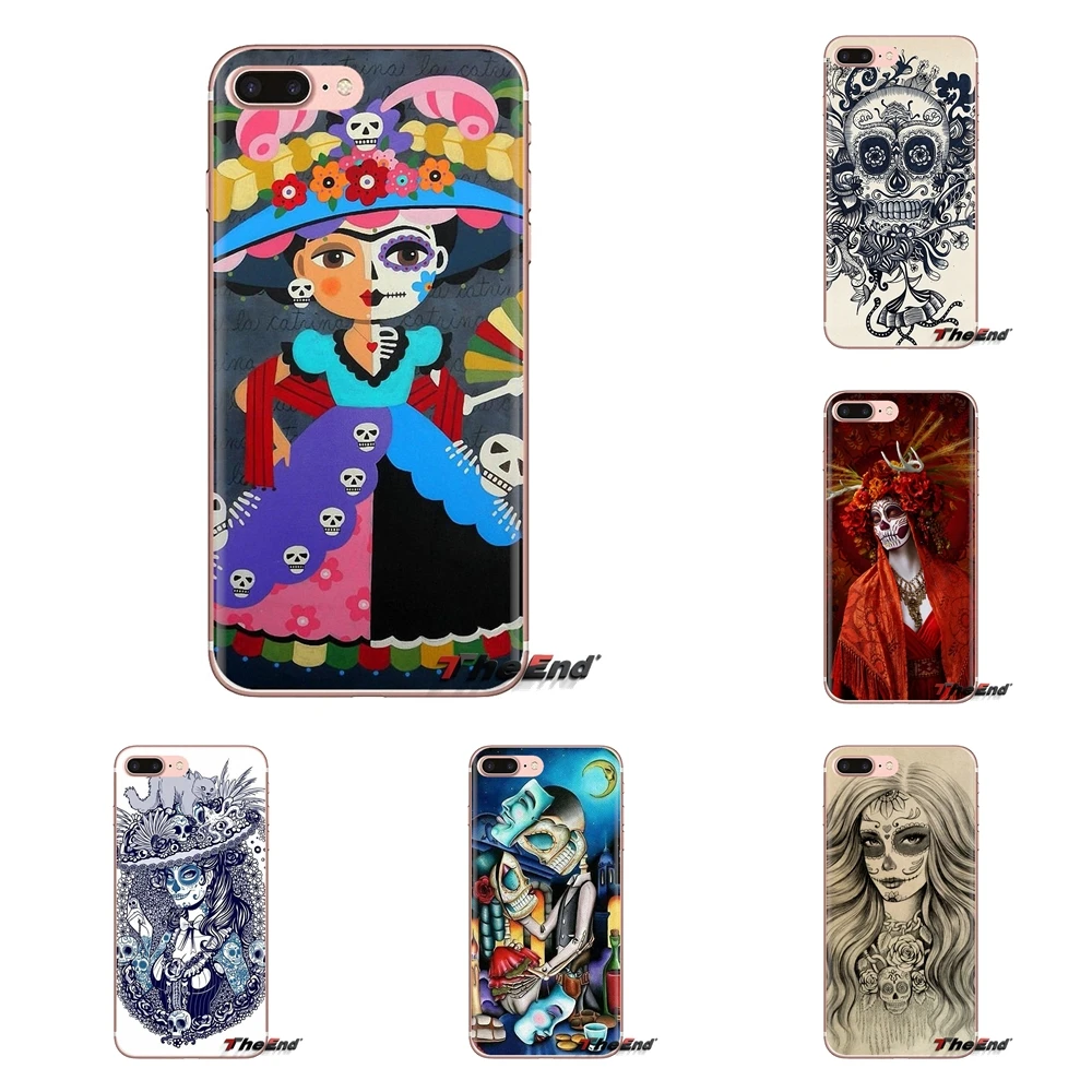 

For Xiaomi Mi3 Samsung A10 A30 A40 A50 A60 A70 Galaxy S2 Note 2 Grand Core Prime Soft Cover la Calavera de la Catrina Girl Skull