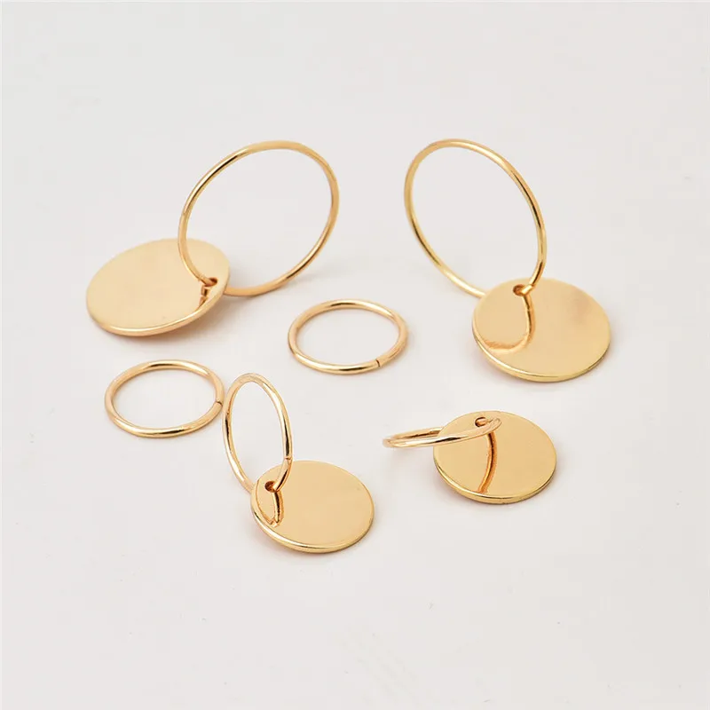 

6pcs Punk Brightly Smooth Charm Round Small Hoop Earring Fashion Personality Gold Color Circle Earrings For Women JewelryE365-T2