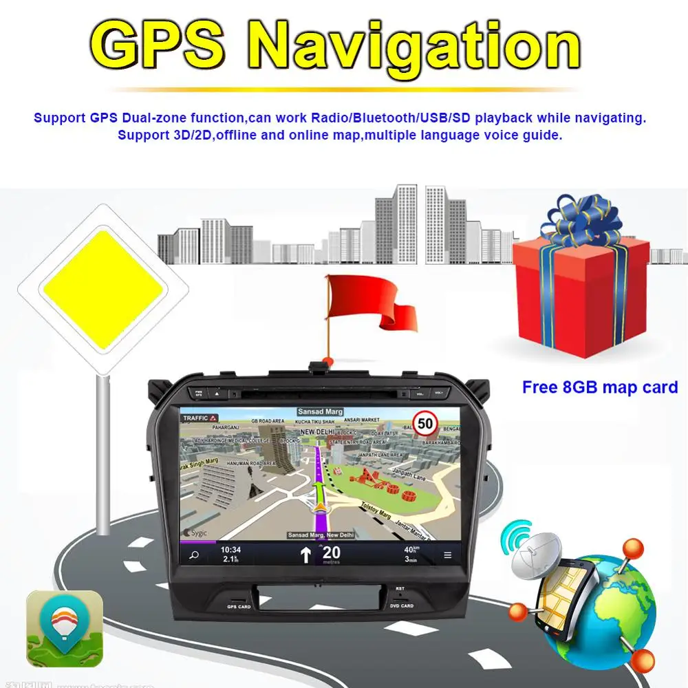 Flash Deal 10.2 Inch Android 8.0 Octa Core 4GB RAM Car Radio Stereo with GPS Navigation For Suzuki Grand Vitara 2015- Car Multimedia Player 6