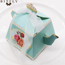10pcs Teapot Candy Box With Ribbon Gift Cake Candies Packaging Box For Wedding Baby Shower Souvenirs Birthday home party Favors