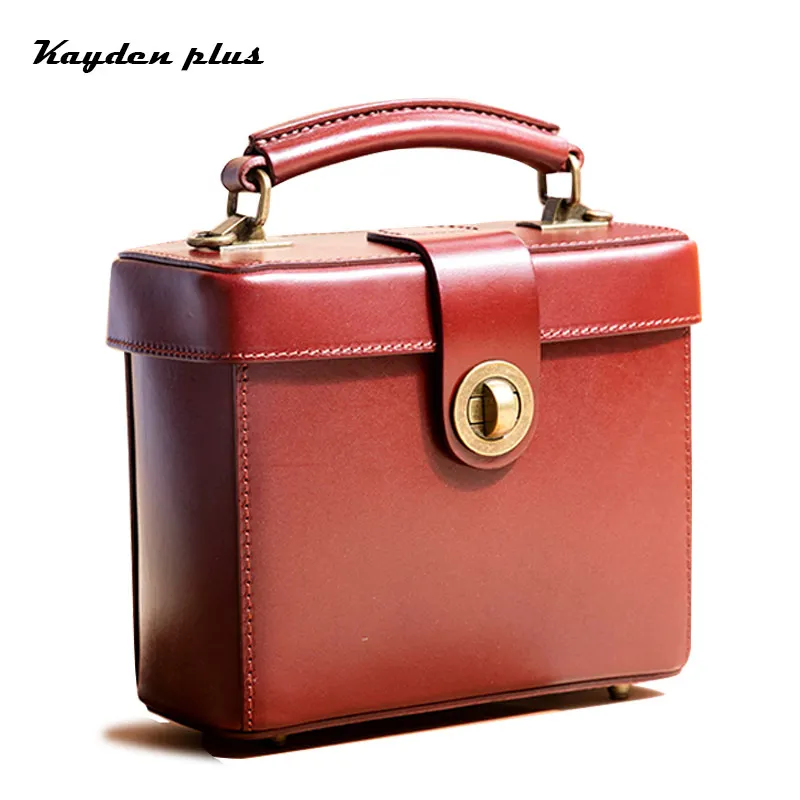 

Mini Square Bag Women Shoulder Docter Bag Cow leather Retro Handmade ladies luxury Handbag Designer Brand 100%Genuine Leather
