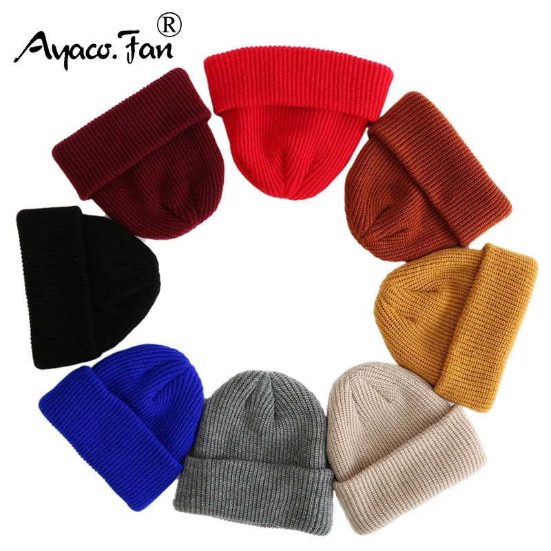 2021 Beanies Knitted Hats Solid Color Caps for Autumn Winter Men Short Head Cap Outdoor Warm Melon Cap Street Head Cap Women Hat skullies beanie