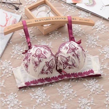 

Thin section bra Japanese sweet white girl small chest adjustment gather lace cute student underwear bra 6810 #