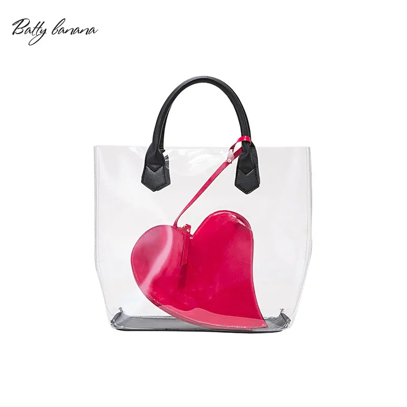 

BATTY BANANA New Designer Transparent Shoulder Bags Large Tote Beach Bags Women Handbags Summer Clear Bag For Women 2018