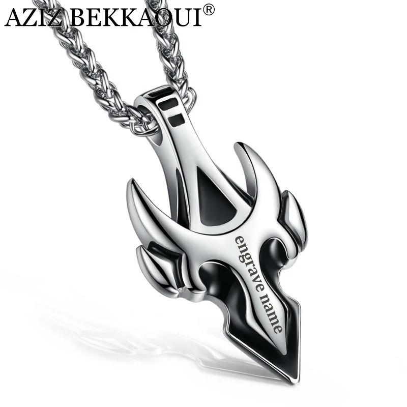 AZIZ BEKKAOUI, нержавеющая сталь, мужские ожерелья с подвесками для мужчин, для мальчиков, мужские шикарные уникальные формы, стрела, Таурен, гравировка имени, логотип, ювелирные изделия - Окраска металла: diy logo