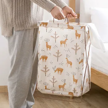 

household toy storage barrel cotton and linen laundry basket laundry basket Cloth folding clothes storage basket XI2261408