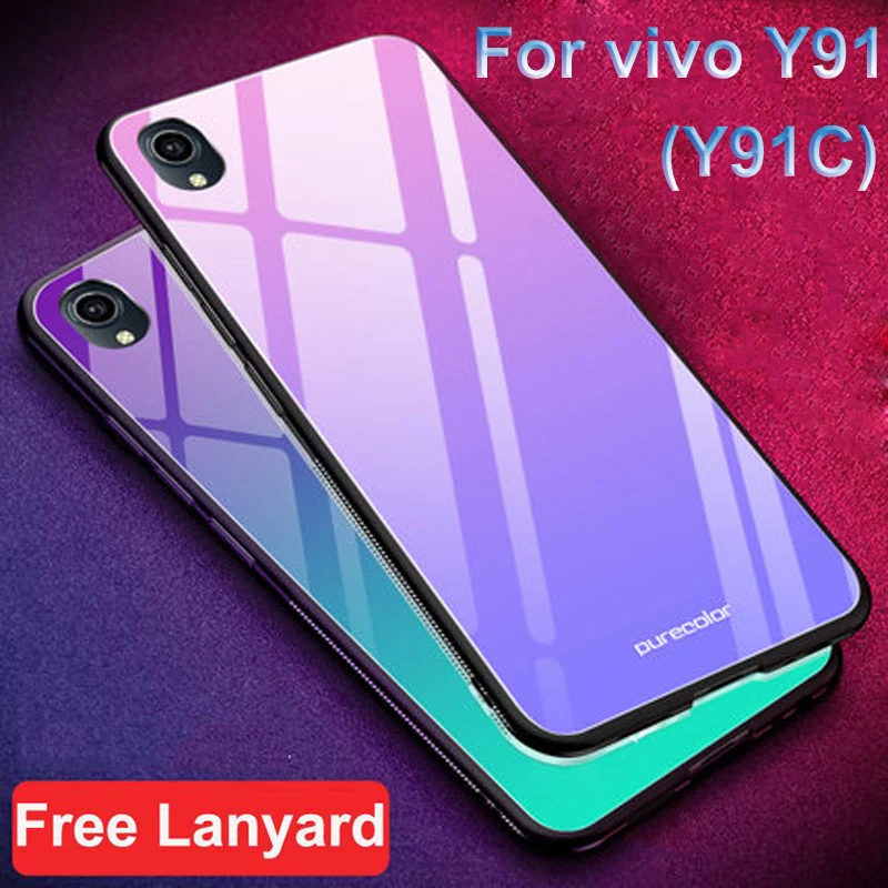 

For Vivo Y91C Case for VIVO Y91C Case 6.22 Cartoon glass hard Back Cover Phone Case For VIVO Y91C VIVOY91 Y 91 Y91 91C VIVOY91C