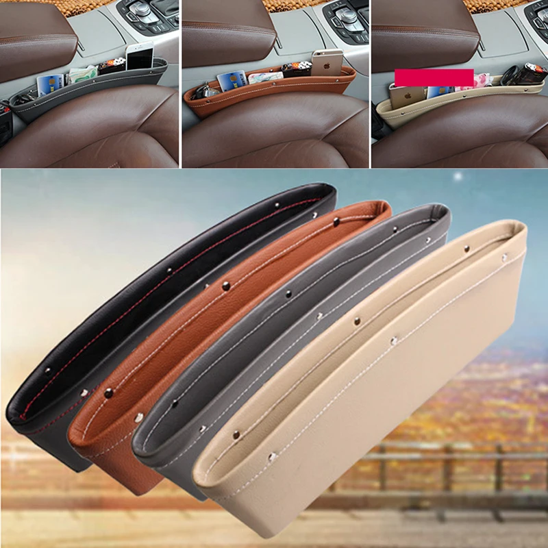 

JEAZEA Universal Car PU Leather Creative Leak-Proof Storage Box Bag Container Seat Gap Pocket Organizer Car Styling