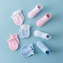 Moufles et chaussettes anti griffures pour nouveau né,vêtements élastiques protecteurs et respirants, cadeau de baby shower, 4 paires, 