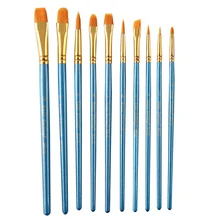10pcs акварель акриловый карандаш комплект нейлон шерсть длинная ручка ручка с острым пером пером кисть школьник