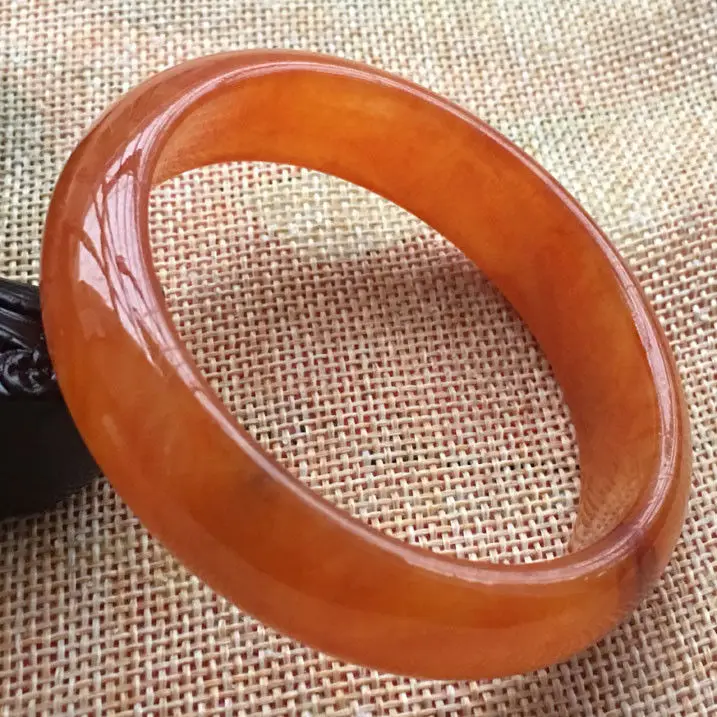 

58.3mm Certified Natural Yellow RED Jadeite JADE Bracelet Bangle F24