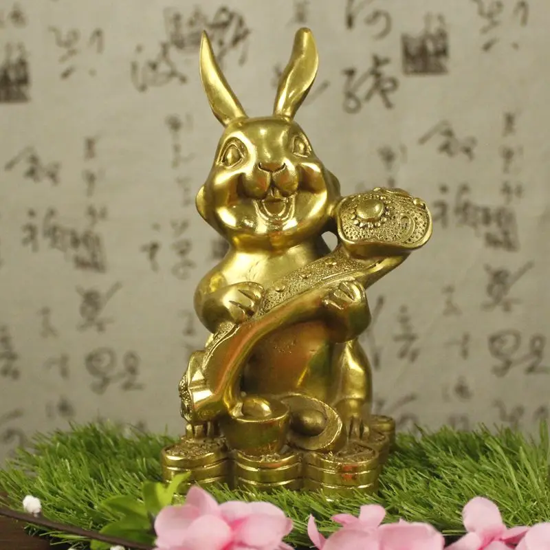 SHUN brass Copper Zodiac Rabbit Ruyi t Decoration Feng Shui Home Metal Crafts | Дом и сад