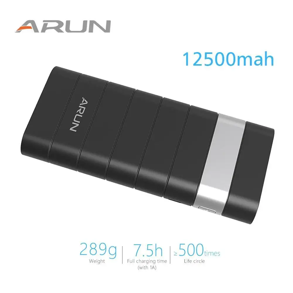 

ARUN 12500mAh Power Bank External Battery Pack PoverBank 2 USB Powerbank Portable Mobile Phones Charger for Xiaomi MI iphone XS
