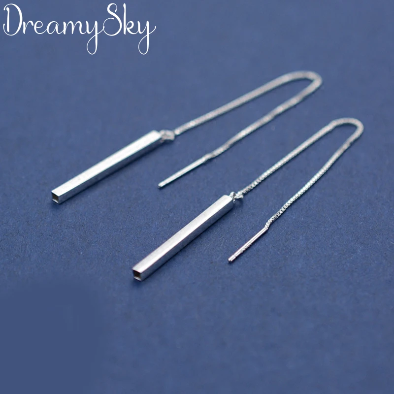 

DreamySky Brand Ear Silver 925 Jewelry Wholesale 925 Sterling Silver Long Line Earrings For Women Ladies Gifts femme Pendientes