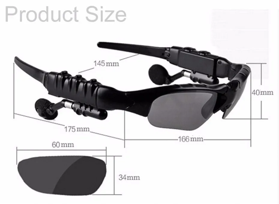 Sunglasses Bluetooth Headset Outdoor Glasses Earbuds Music with Mic Stereo Wireless Headphone for iPhone Samsung xiaomi (4)