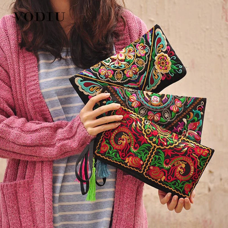 Bolso de mano con diseño de y para mujer, cartera de mano con diseño étnico, nacional, Retro, bordada, con flecos pequeños, para verano|bags handbags|ladies bag - AliExpress