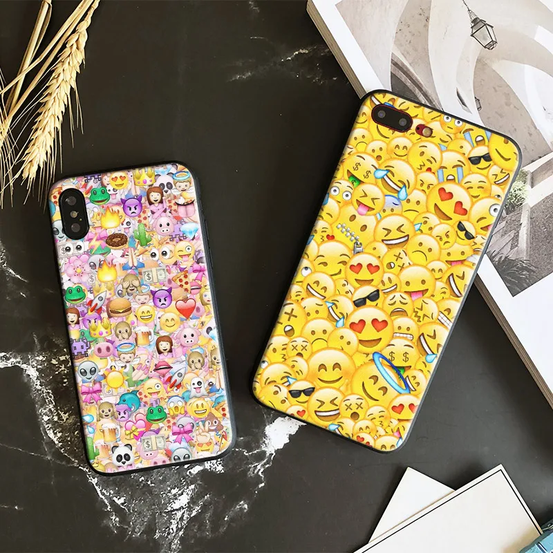 

Popular funny Emoji Pattern painting coque Tpu Soft Silicone Phone Case Cover Shell For Apple IPhone 5 5s SE 6 6s 7 8 Plus X 10