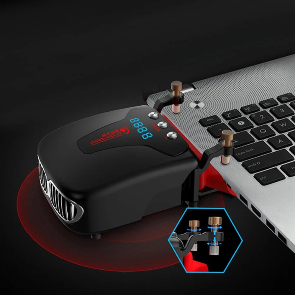 Mini Vacuum Air Extracting USB Cooling Pads Digital Display Cooler Fan