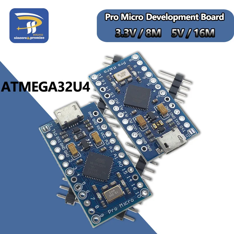 

New Pro Micro for arduino ATmega32U4 5V/16MHz 3.3V/8Mhz Module with 2 row pin header For Leonardo best quality