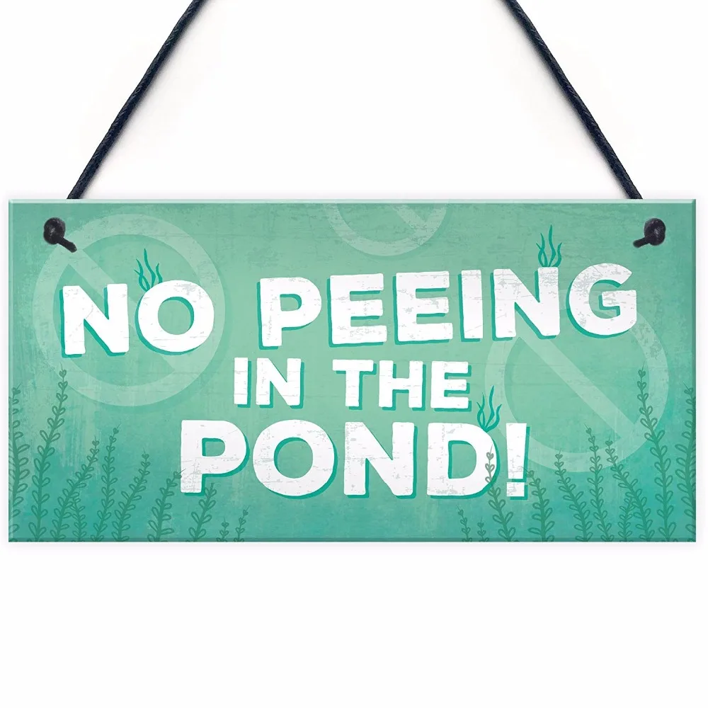 

Meijiafei No Peeing Novelty Hanging Plaque Garden Hot Tub Shed Pond Sign Friendship Fishing Sign 10" x 5"