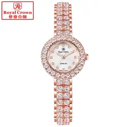 Королевская корона леди женские часы Японии кварцевые ювелирные часы тонкой моды Установка кристалл браслет роскошные стразы подарок для
