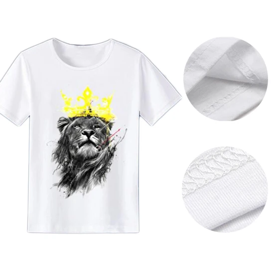 

Short Sleeve King T-Shirt Printed Men's O-neck Lastest Fashion Lion Hot S-4XL