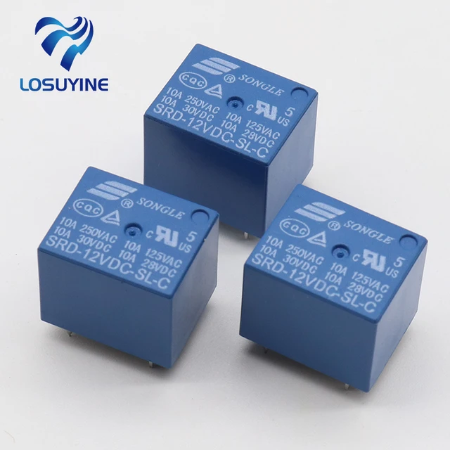 5pcs SRD 12VDC SL C 12VDC 10A 250V AC Power relay PCB Type T73 12V 5 ...