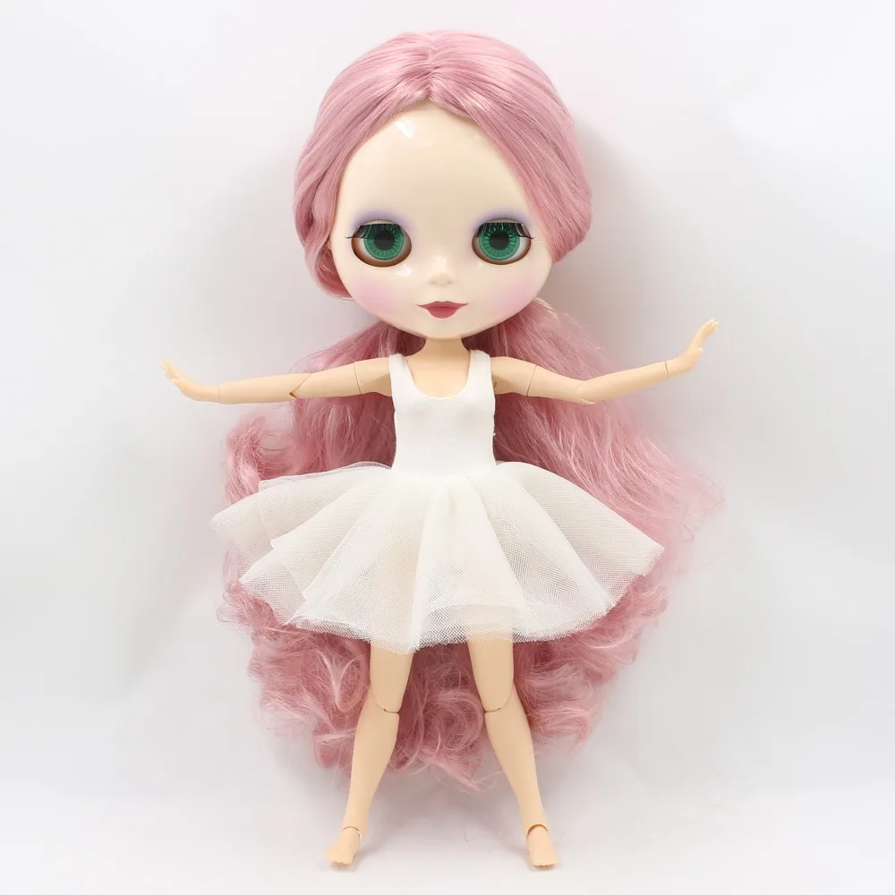 

factory blyth doll BL1063/1010 pink hair without fringes/bangs shiny face joint body TOY 1/6 30cm