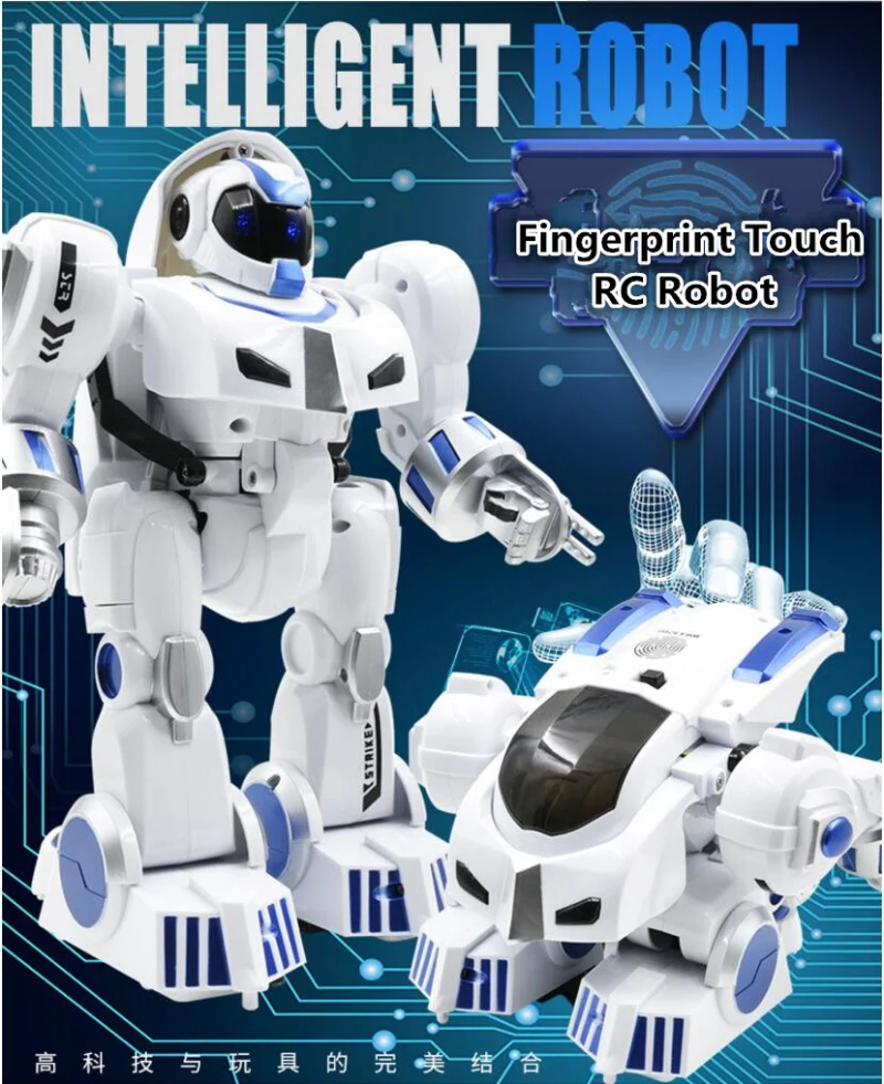 Early Education Electric Interactive Remote Control Deformation RC Robot Truck Toy Fingerprints IR Smart Walking Robot Model Toy