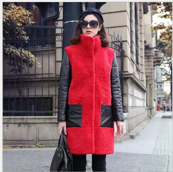 

2017 autumn and winter new imitation sheep shearing imitation lamb fur fur fashion women coat long coat