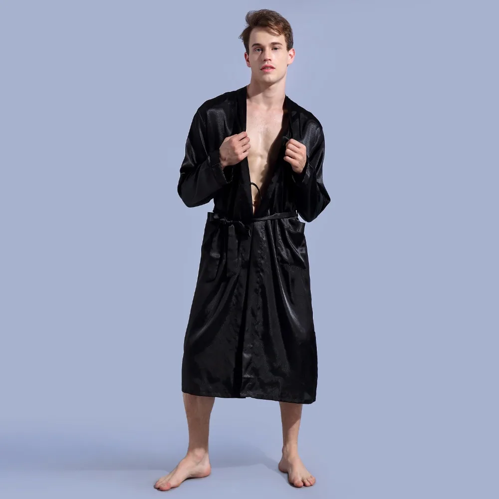 Китайский мужской темно-красный атласный халат с поясом кимоно купальный халат ночная рубашка домашняя пижама для отдыха S M L XL XXL D202-10