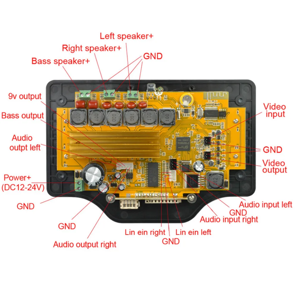 Tinghong 4,3 дюймов LCD MP3 декодер плата DC12V 50 Вт* 2+ 100 Вт Bluetooth усилитель плата MP5 Аудио приемник декодирующий модуль WMA/OGG