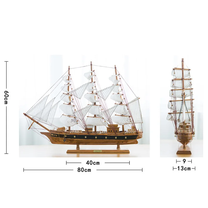 LUCKK 80 см в средиземноморском стиле деревянная модель кораблей винтажный Морской Декор домашний интерьер украшение дерево ремесло подарок на день рождения для детей