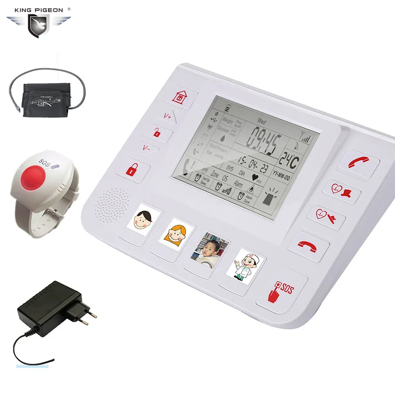 

Alarm Home GSM LCD Display Remote Monitoring 32 Wireless Zones Senior Helper Elderly Care System SOS Button T4A