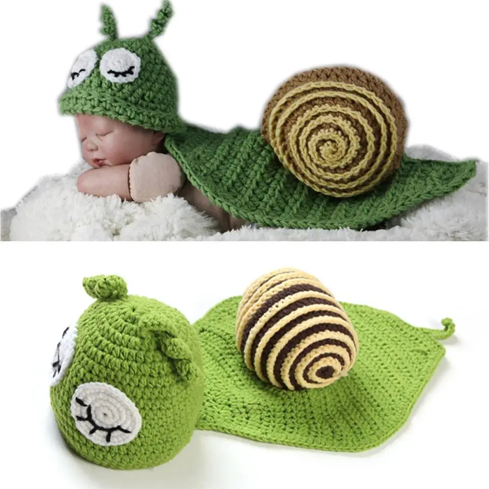 Sleepy Snail/Детский костюм унисекс для фотосессии, вязаные крючком шапки для мальчиков и девочек, комплект накидки с капюшоном, детский Рождественский костюм, вязаные крючком шапки для малышей, MZS-14053