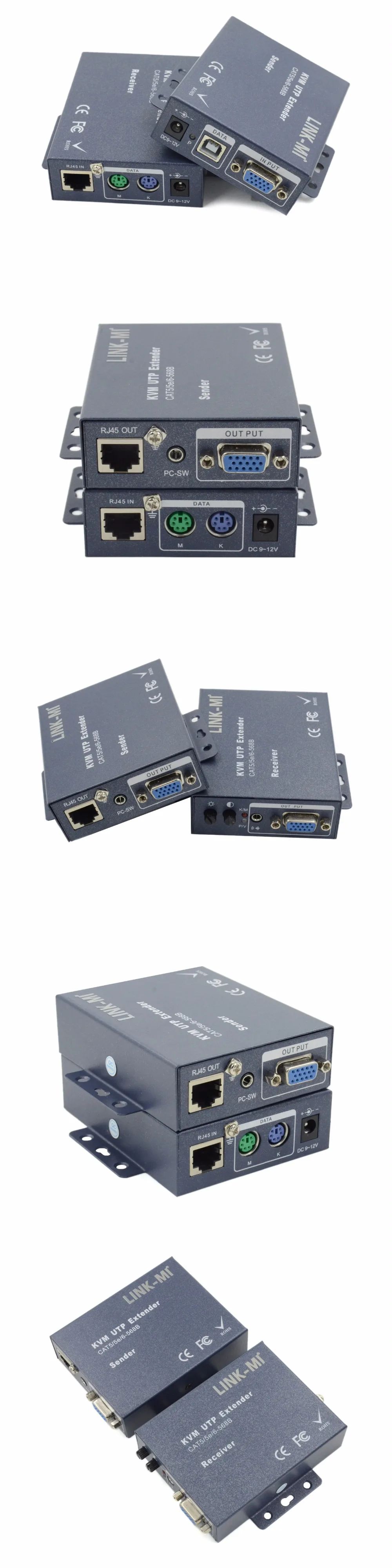 LINK-MI K101TR PS/2 KVM Extender передатчик и приемник Продлить видео VGA и USB сигнала по одному Cat5e/ 6 кабель до 100 м