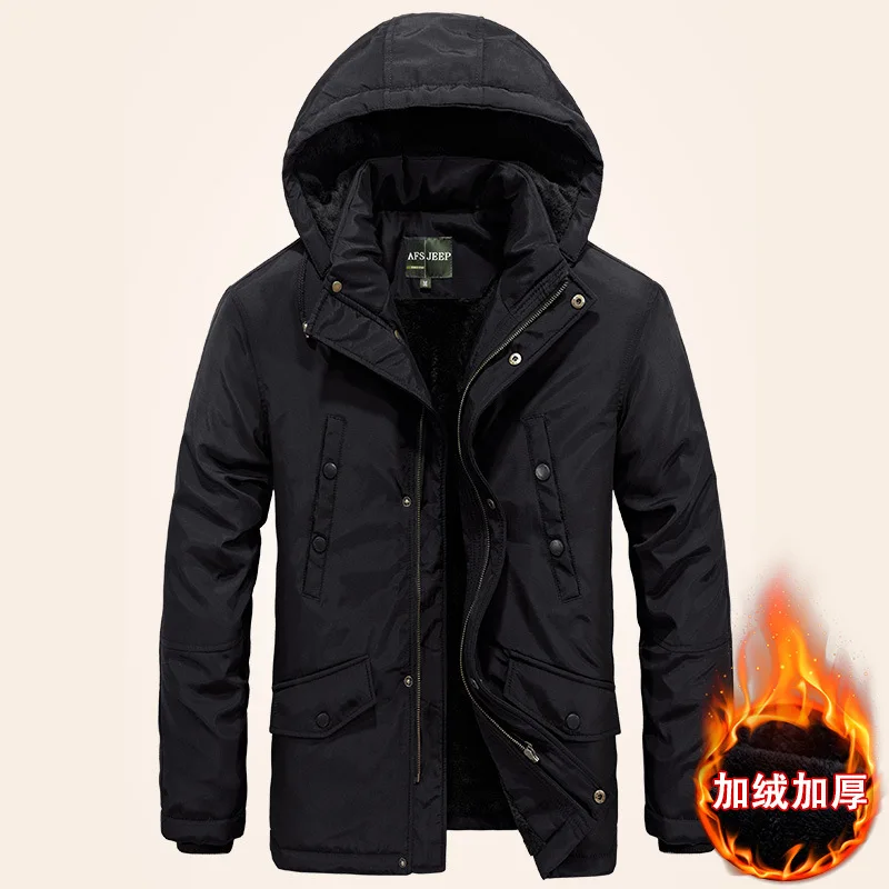 

Latest AFS ZDJP Plus Big Size Autumn Winter Jacket Men pocket 2018 Solid Hood Warm Coat Thick Jackets coat For men Military