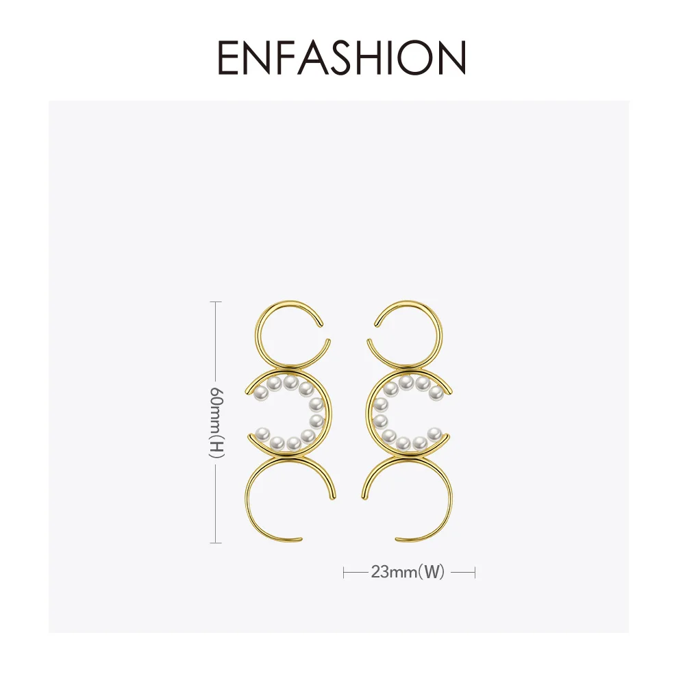 ENFASHION женские серьги-гвоздики с жемчугом в форме буквы C золотого цвета в стиле панк, минималистичные серьги, модные украшения, новогодние серьги 1033