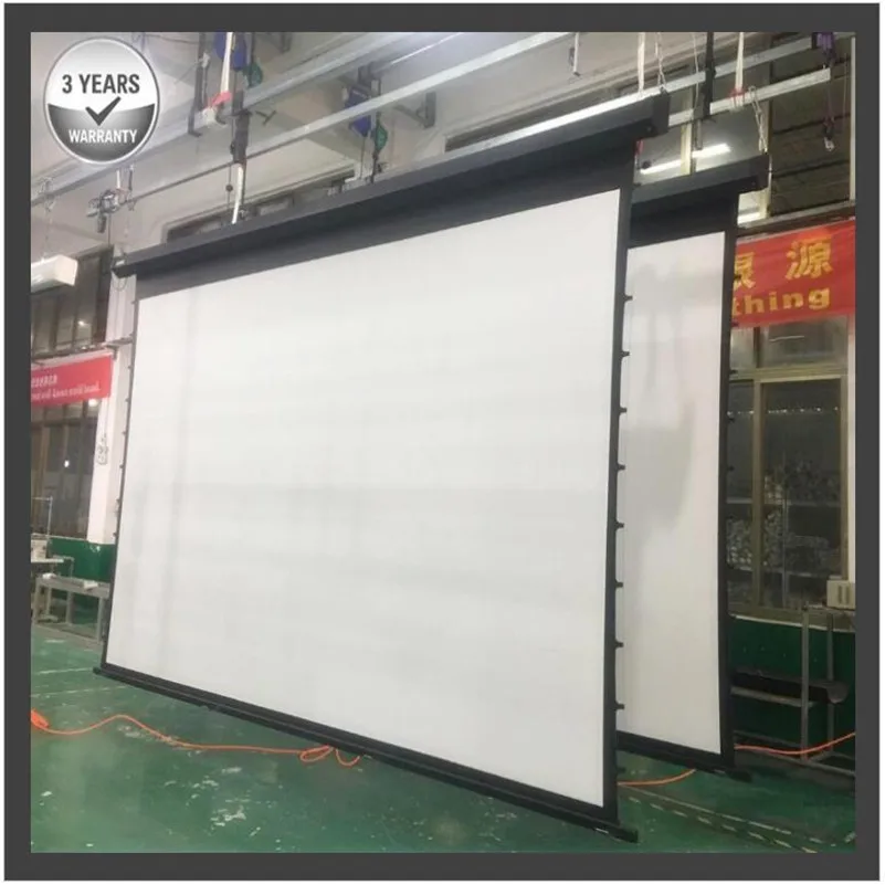 MIVISION 200'' 16:9 4K Large Tab Tensioned Electric Motorized Projection Screen with UHD White Woven Sound Acoustic Transparent